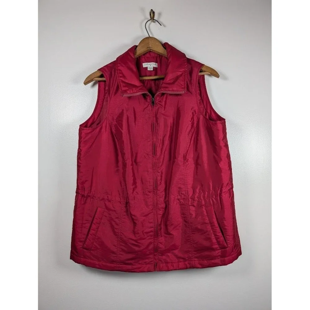 Coldwater Creek Vest Size XL Women Lightweight Drawstring Outdoor Layer Warm Red